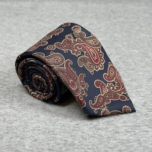 Vintage State Street for Jordan  Marsh Paisley Tie Navy Burgundy Silk‎